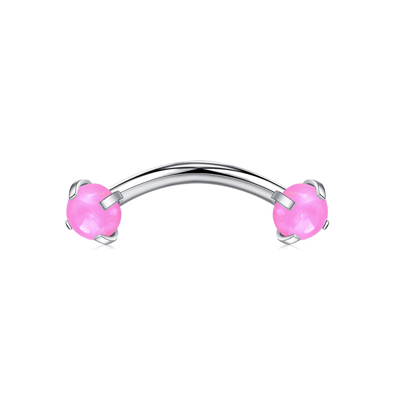 Rook Earrings 16G Pink Opal Ball