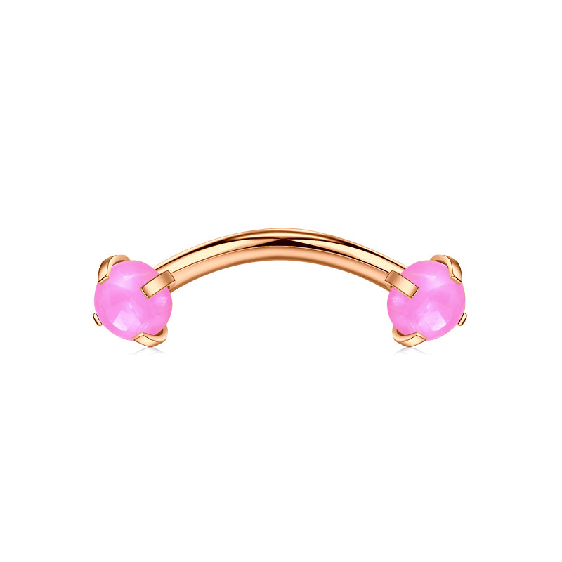 Rook Earrings 16G Pink Opal Ball