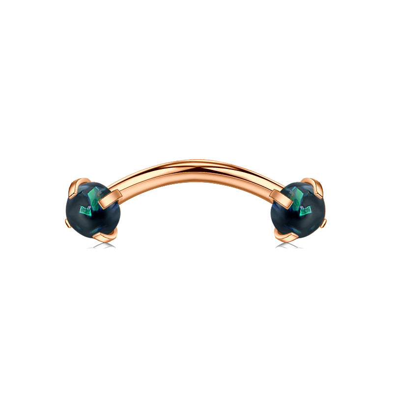 Rook Earrings 16G Green Opal Ball