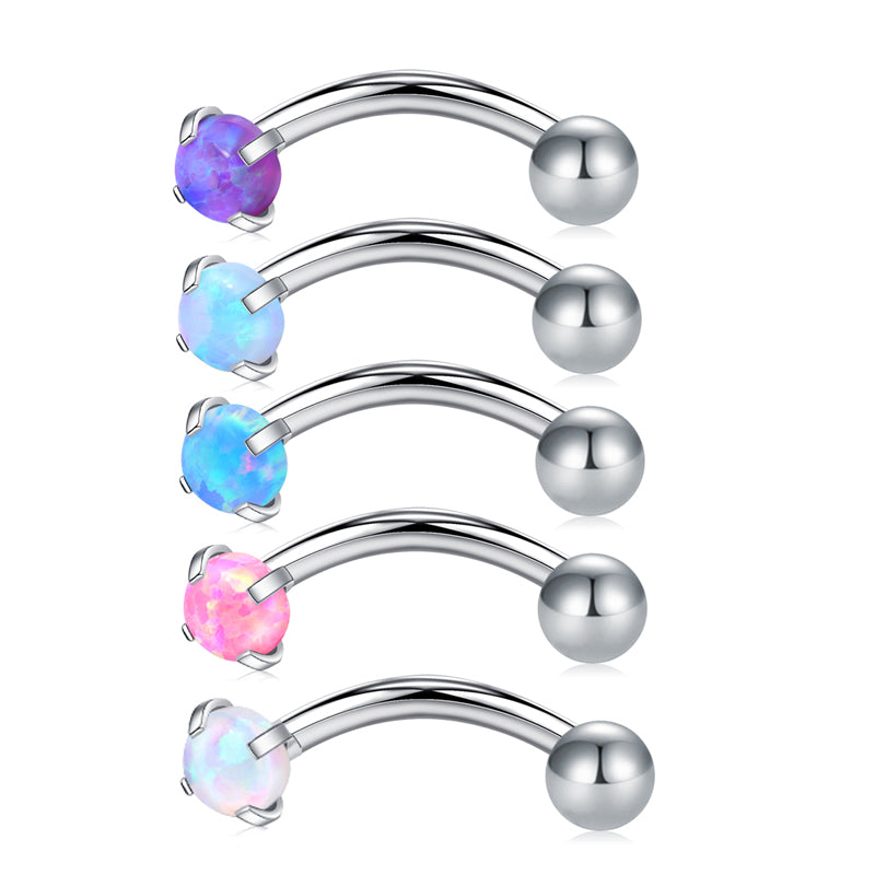 Curved Barbell 16G Opal Rook Eyebrow Piercing Jewelry Multi Color 1.2mm Lip Barbell 8mm
