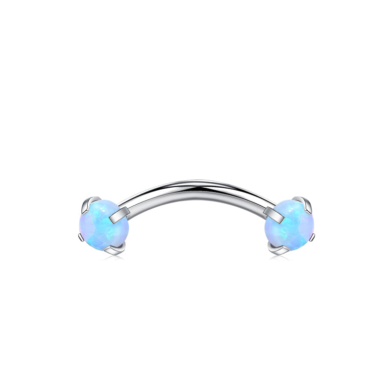 Silver 10MM Bar Length Light Blue Opal Ball