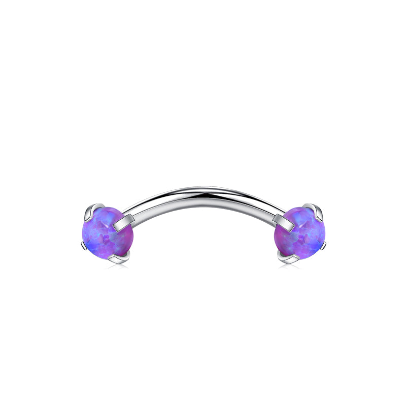 Silver 10MM Bar Length Purple Opal Ball