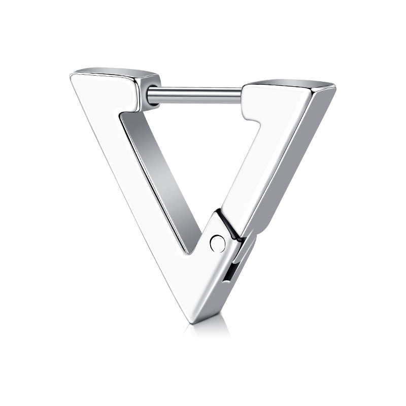 18G Silver Triangle Men Earrings Hoop