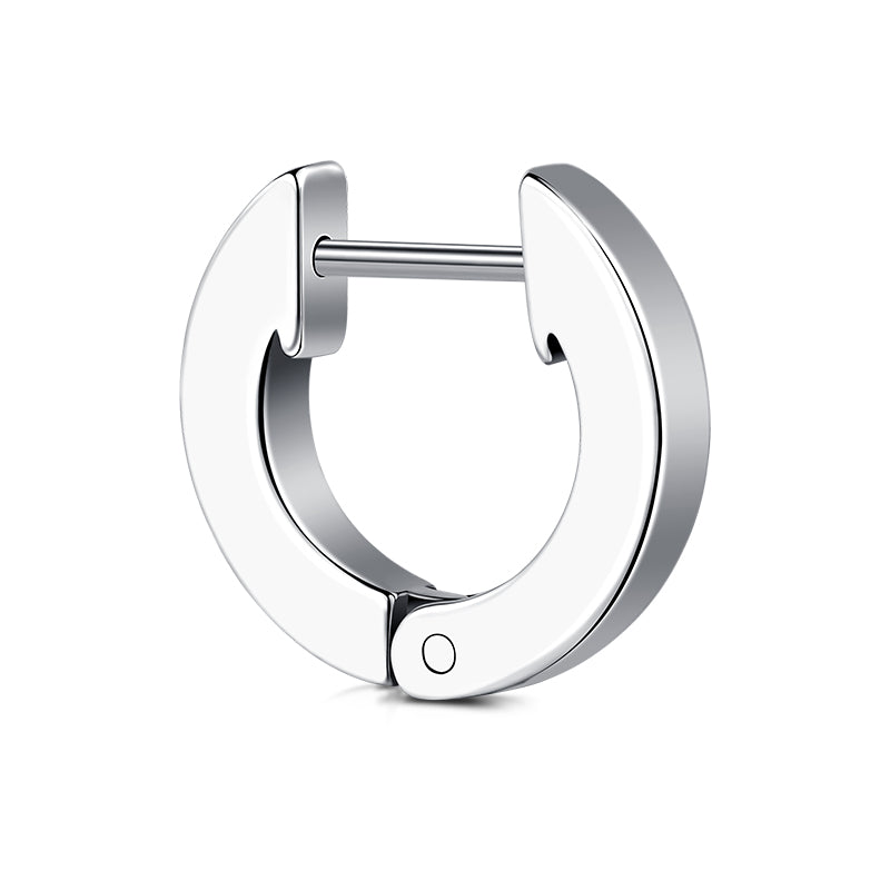 18G Silver Semicircle Men Earrings Hoop