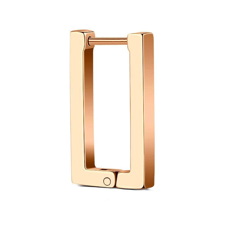 18G Rose Gold Rectangle Men Earrings Hoop