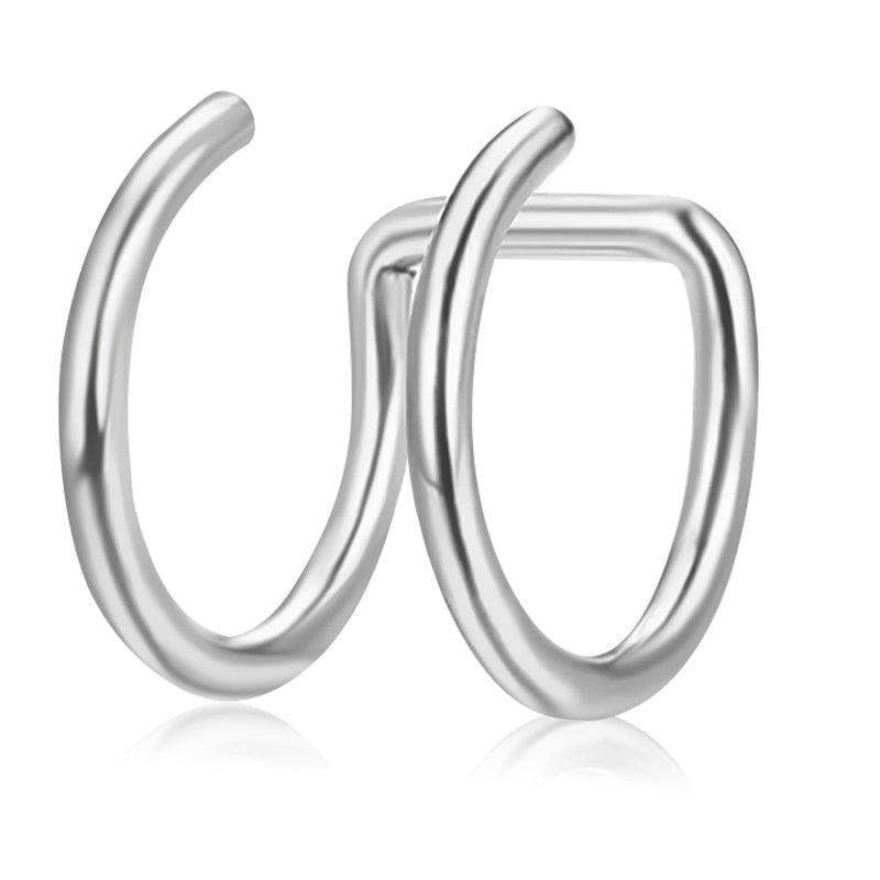 Silver Double coil ear clip