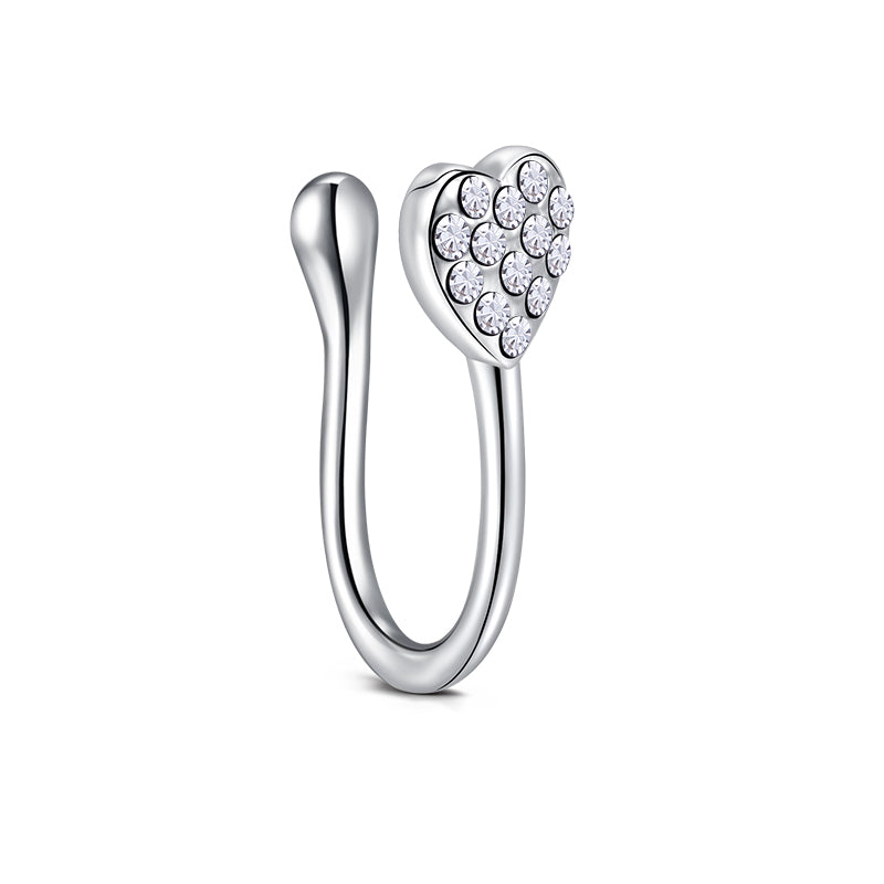 Heart Shape Point Drill Fake Nose Ring Hoop