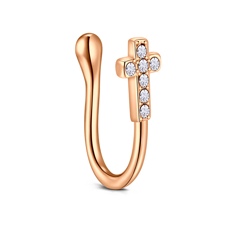 Cross Point Drill Fake Nose Ring Hoop
