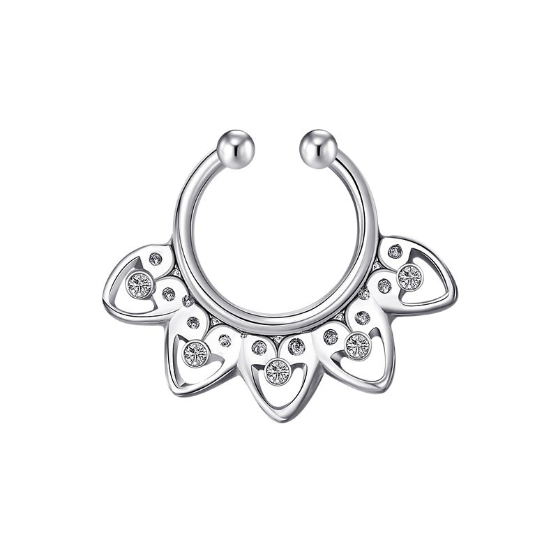 Five Petal Spot Drill Fake Nose Ring Hoop