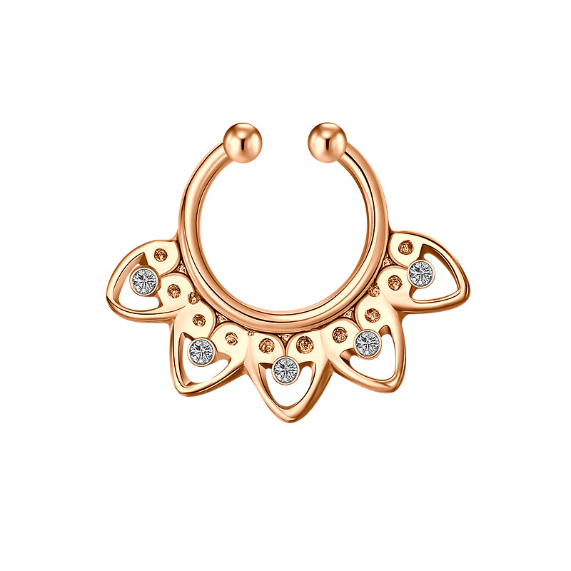 Five Petal Spot Drill Fake Nose Ring Hoop