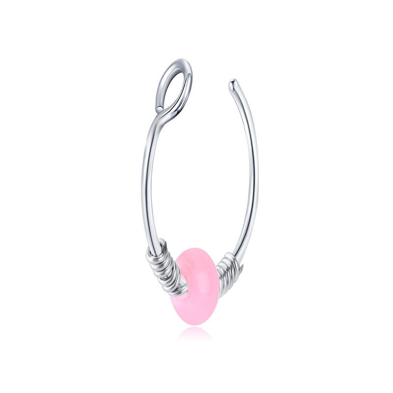 Small Circle Around Single Jelly Ball Fake Nose Ring Hoop