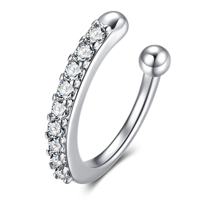Silver Semi - ring with diamonds ear clip