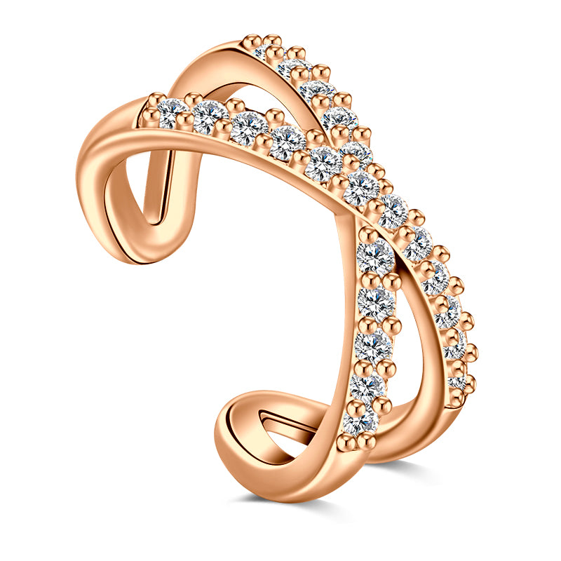 Rose Gold X - shaped diamond ear clip