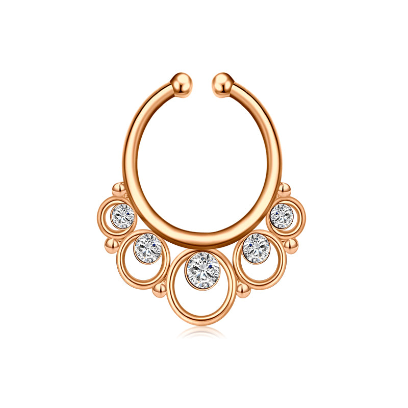 Five Circle Point Drill Fake Nose Ring Hoop