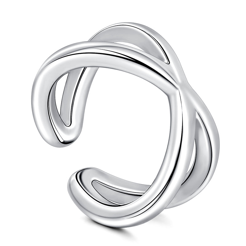 Silver X-shaped ear cuff