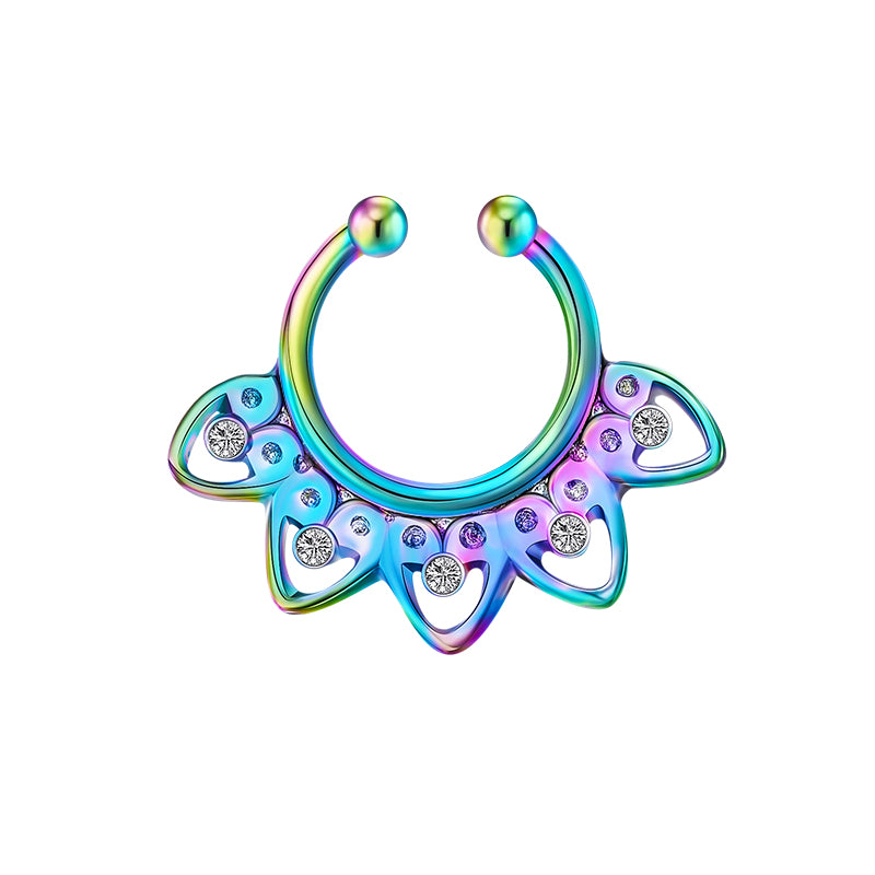 Five Petal Spot Drill Fake Nose Ring Hoop