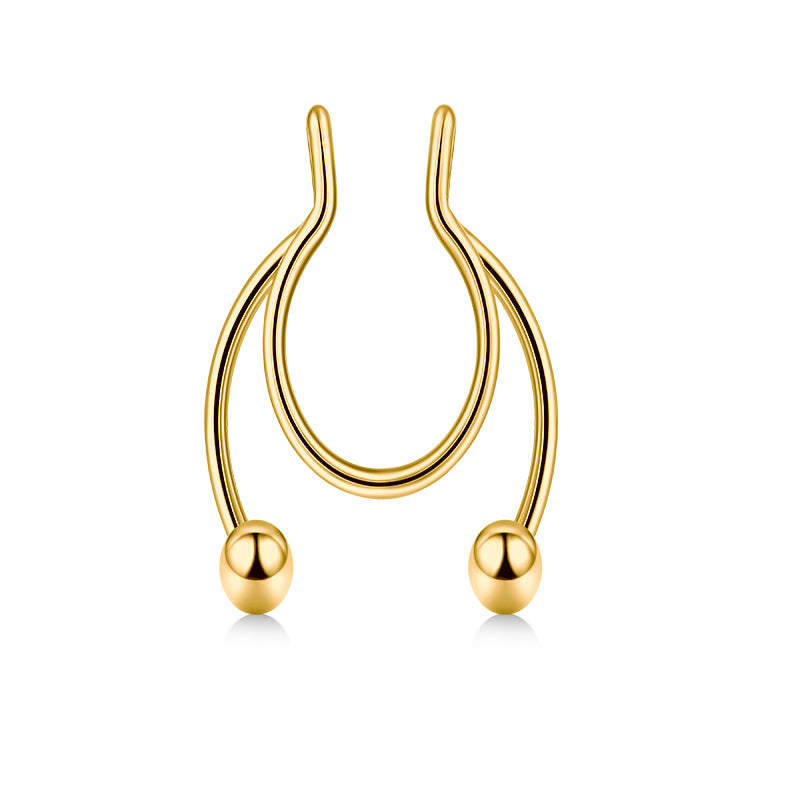 Bottom Double Ball Fake Nose Ring Hoop