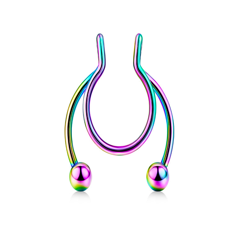 Bottom Double Ball Fake Nose Ring Hoop