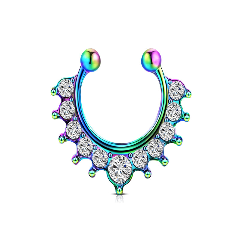 HorseShoe Point Drill Fake Nose Ring Hoop
