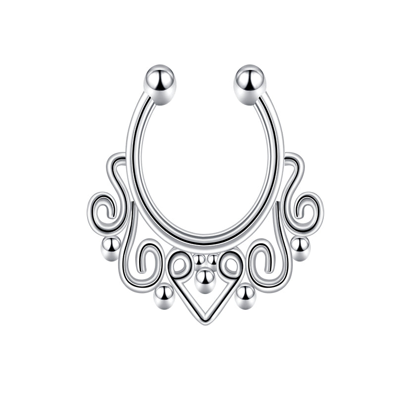 Lace Heart Fake Nose Ring Hoop