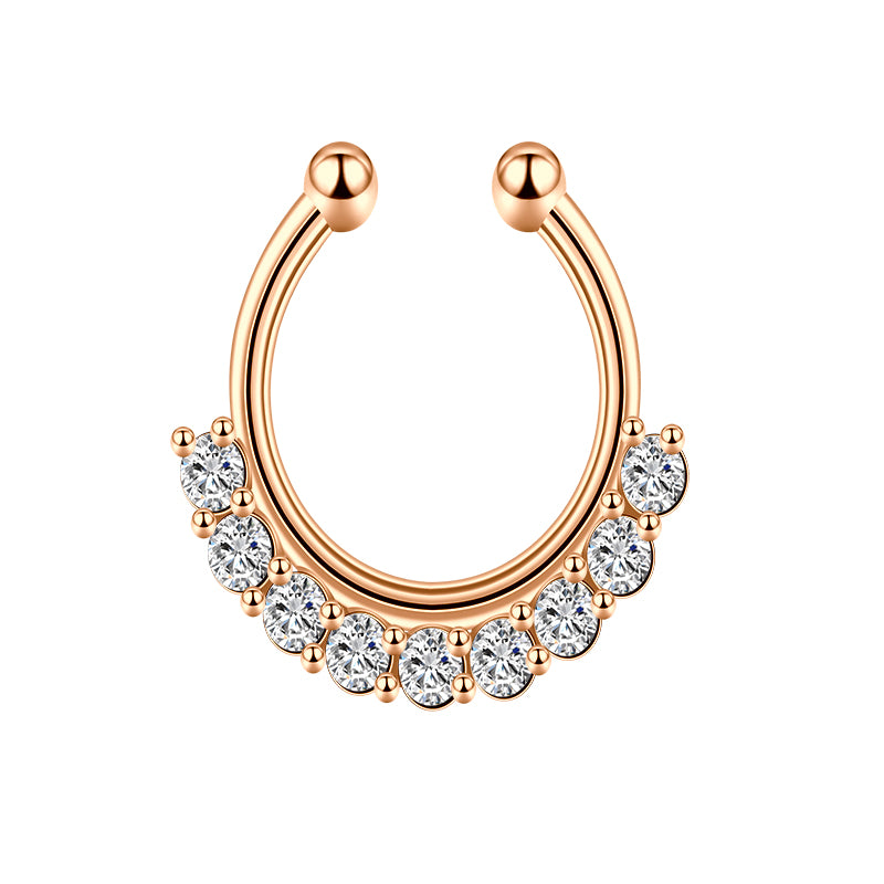 Edge Nine White Diamond Fake Nose Ring Hoop
