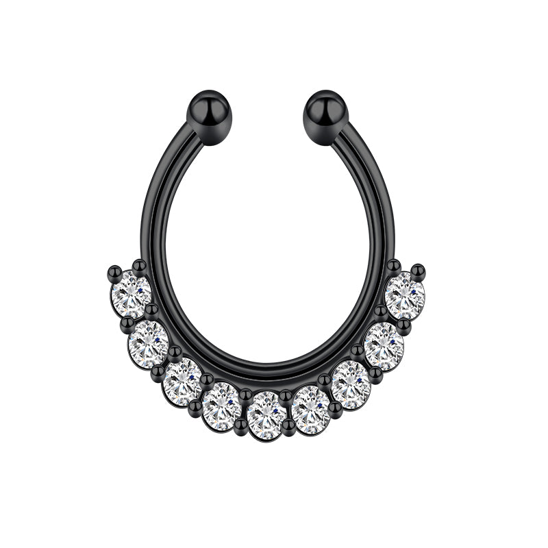 Edge Nine White Diamond Fake Nose Ring Hoop
