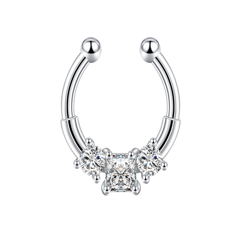 Large White Zirconium Fake Nose Ring Hoop
