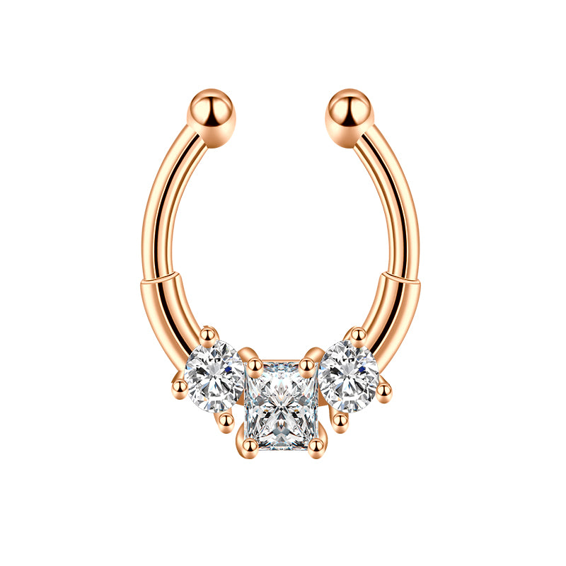 Large White Zirconium Fake Nose Ring Hoop