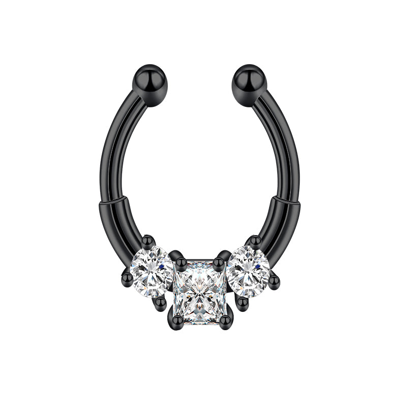 Large White Zirconium Fake Nose Ring Hoop