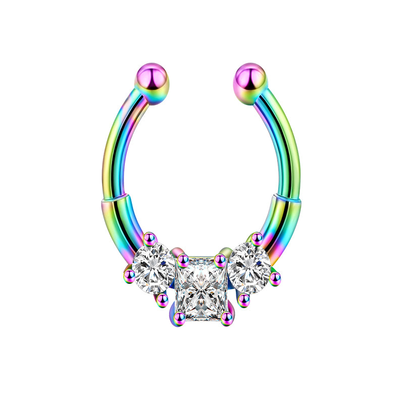 Large White Zirconium Fake Nose Ring Hoop
