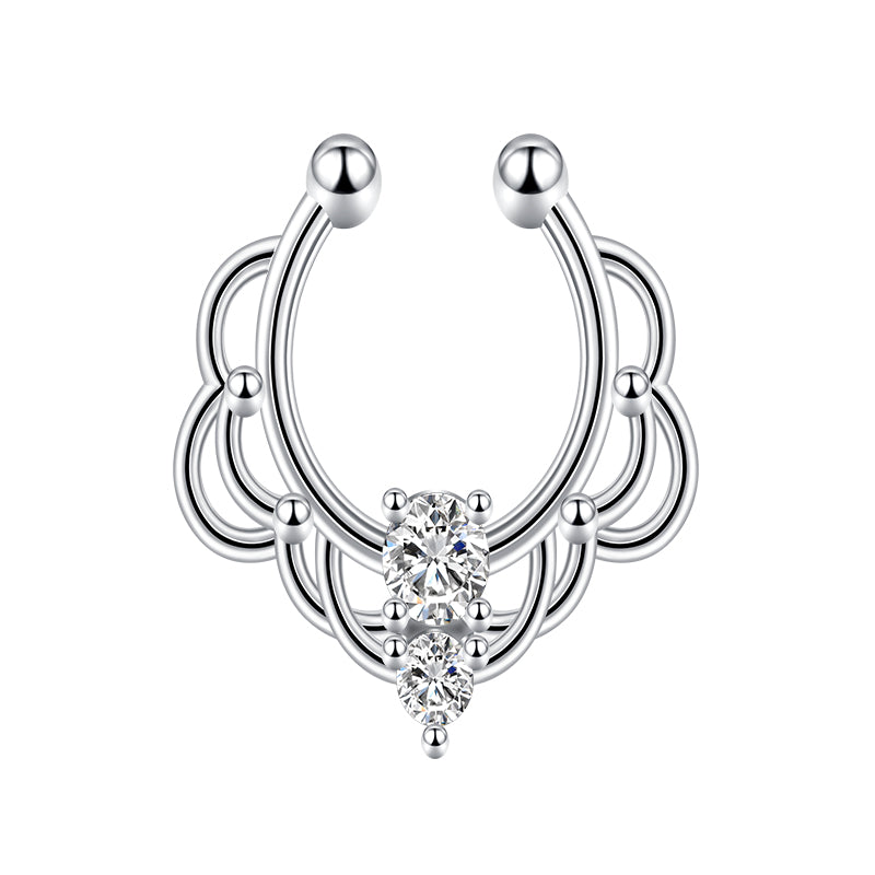 Lace Size White Diamond Fake Nose Ring Hoop