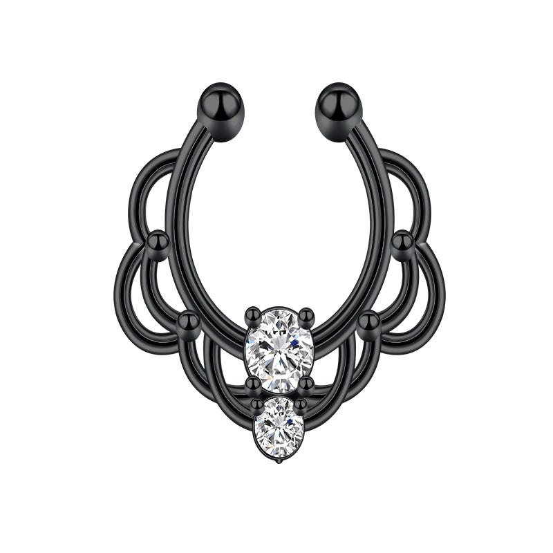 Lace Size White Diamond Fake Nose Ring Hoop
