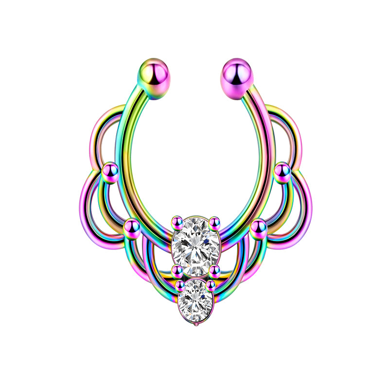 Lace Size White Diamond Fake Nose Ring Hoop