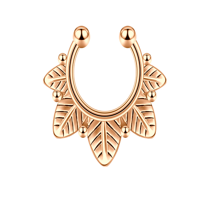 Five Leaves Fake Nose Ring Hoop
