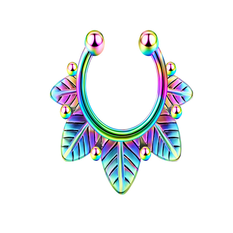 Five Leaves Fake Nose Ring Hoop