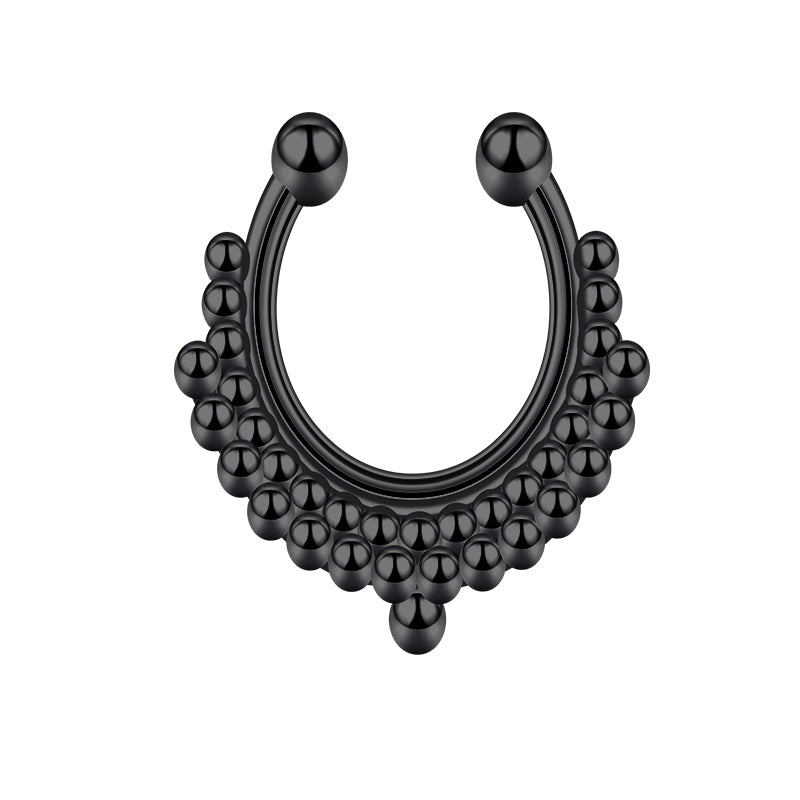 Double Row Beads Fake Nose Ring Hoop