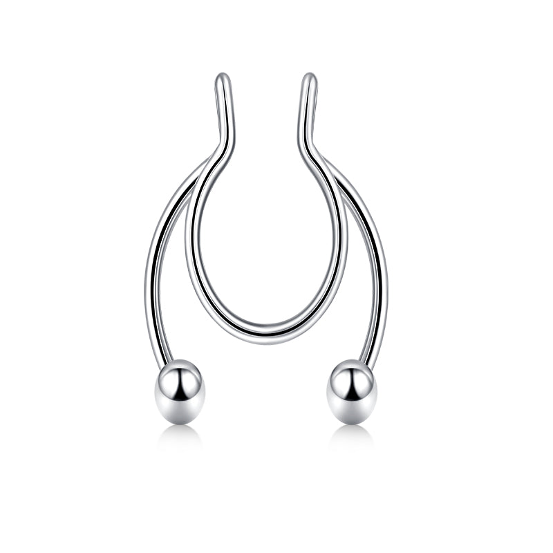 Bottom Double Ball Fake Nose Ring Hoop