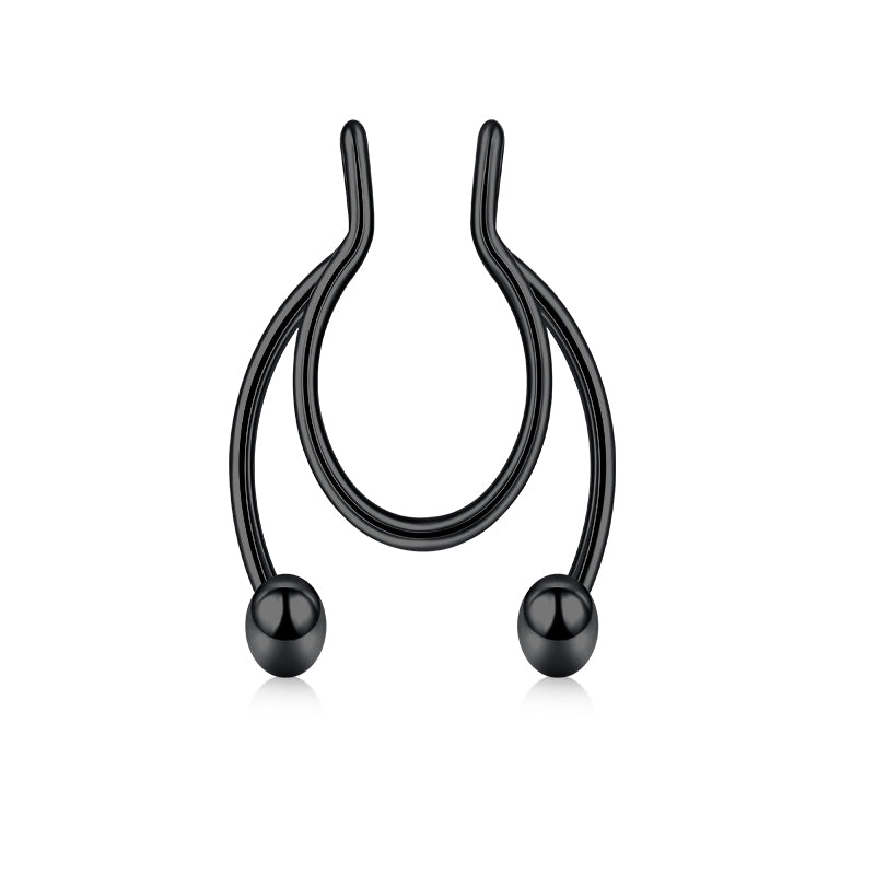 Bottom Double Ball Fake Nose Ring Hoop