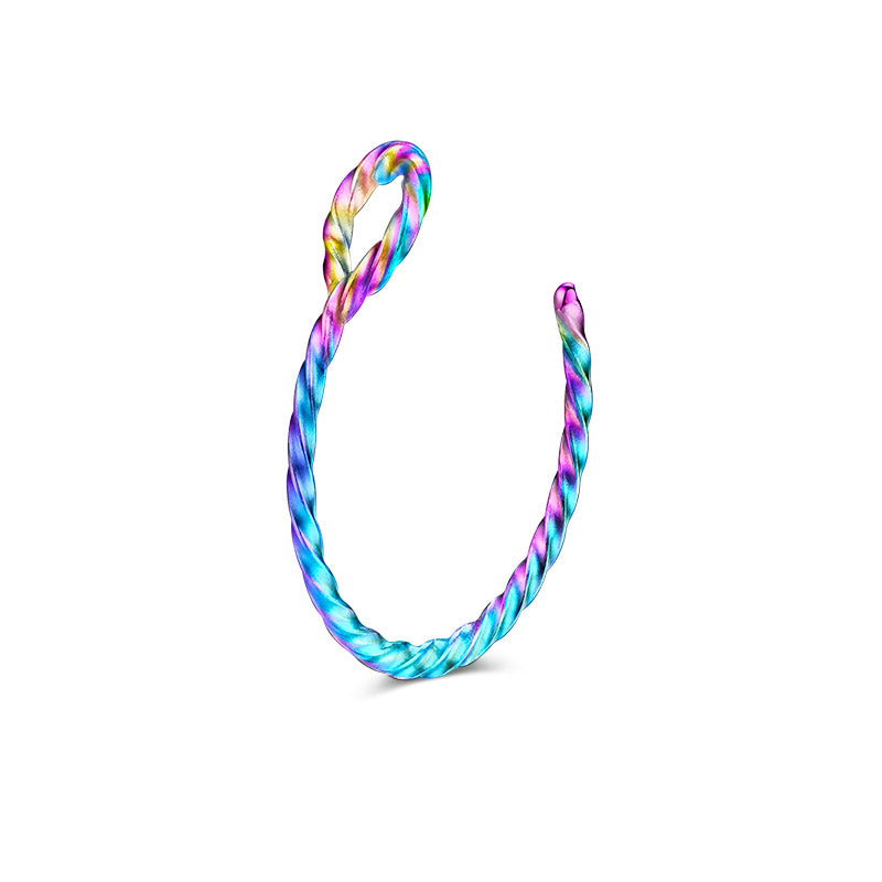 Small Circle Twist Rod Fake Nose Ring Hoop