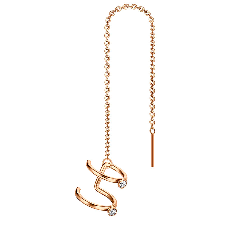 Rose Gold Parallel bars ear cuff and chain