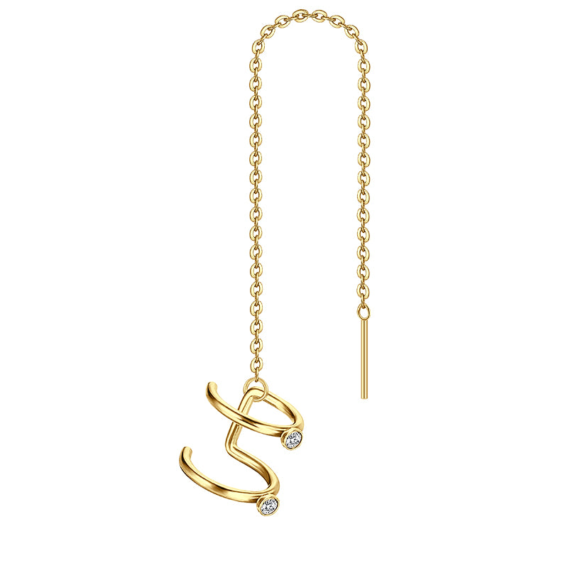 Gold Parallel bars ear cuff and chain