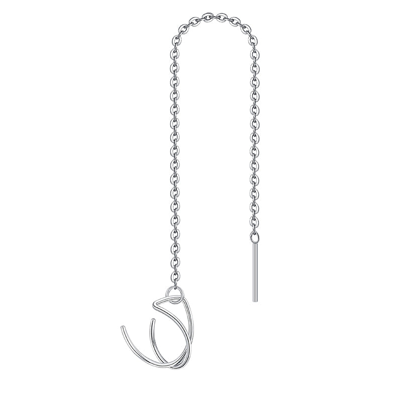 Silver Earnail chain and Cross ear clip