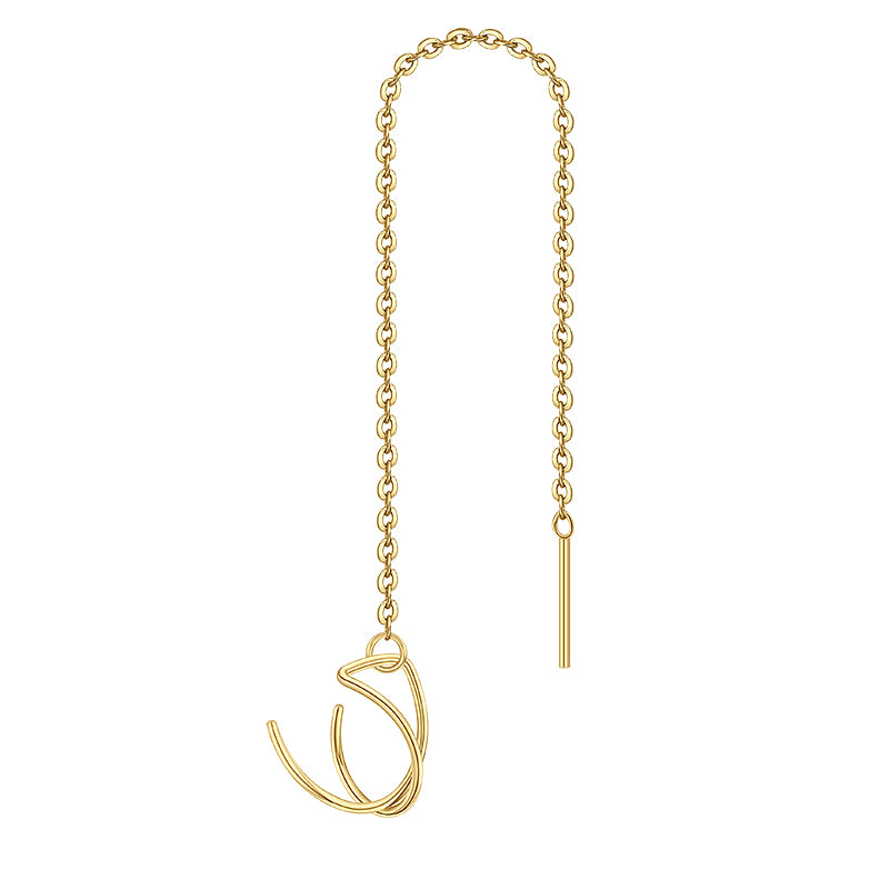Gold Earnail chain and Cross ear clip