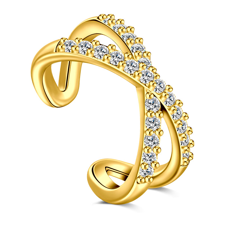 Gold X - shaped diamond ear clip