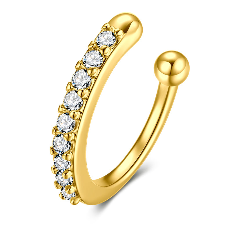 Gold Semi - ring with diamonds ear clip