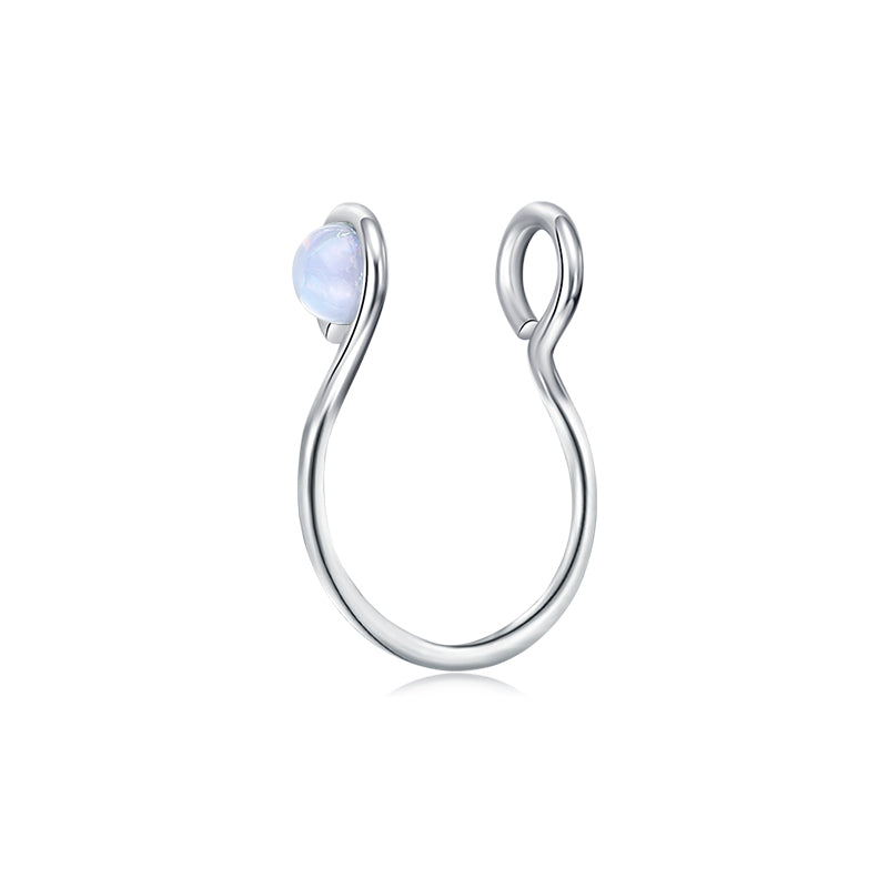 Small Circle Imitation Opal Fake Nose Ring Hoop