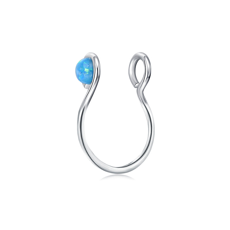 Small Circle Imitation Opal Fake Nose Ring Hoop