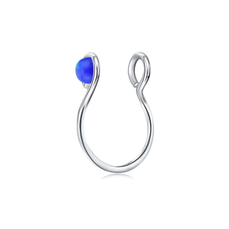 Small Circle Imitation Opal Fake Nose Ring Hoop