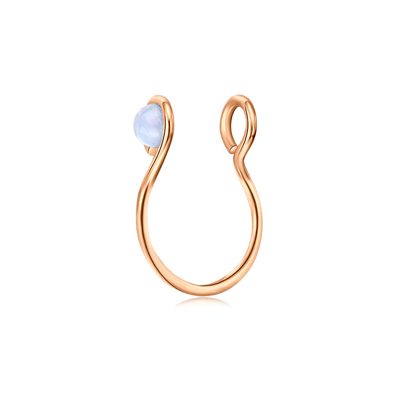 Small Circle Imitation Opal Fake Nose Ring Hoop