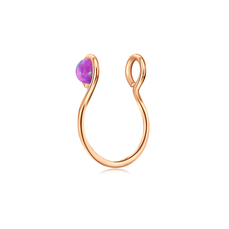 Small Circle Imitation Opal Fake Nose Ring Hoop